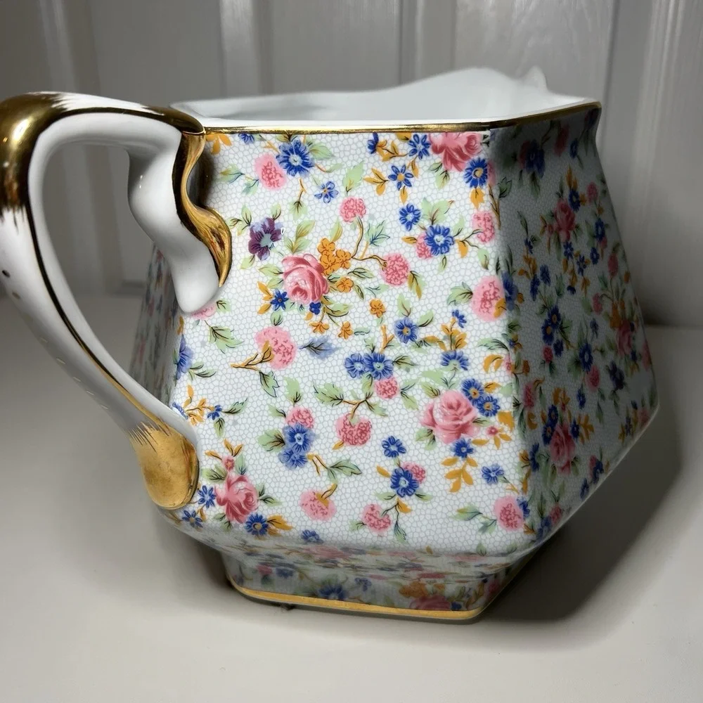 Vintage Two's Company Dana Chintz Floral Porcelain Pitcher 7